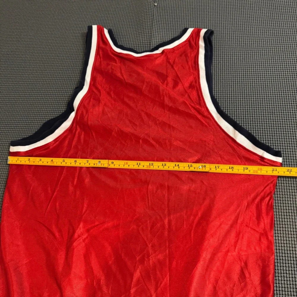 Vintage Fila Basketball Jersey Tank Top Red Navy White Made in USA Small